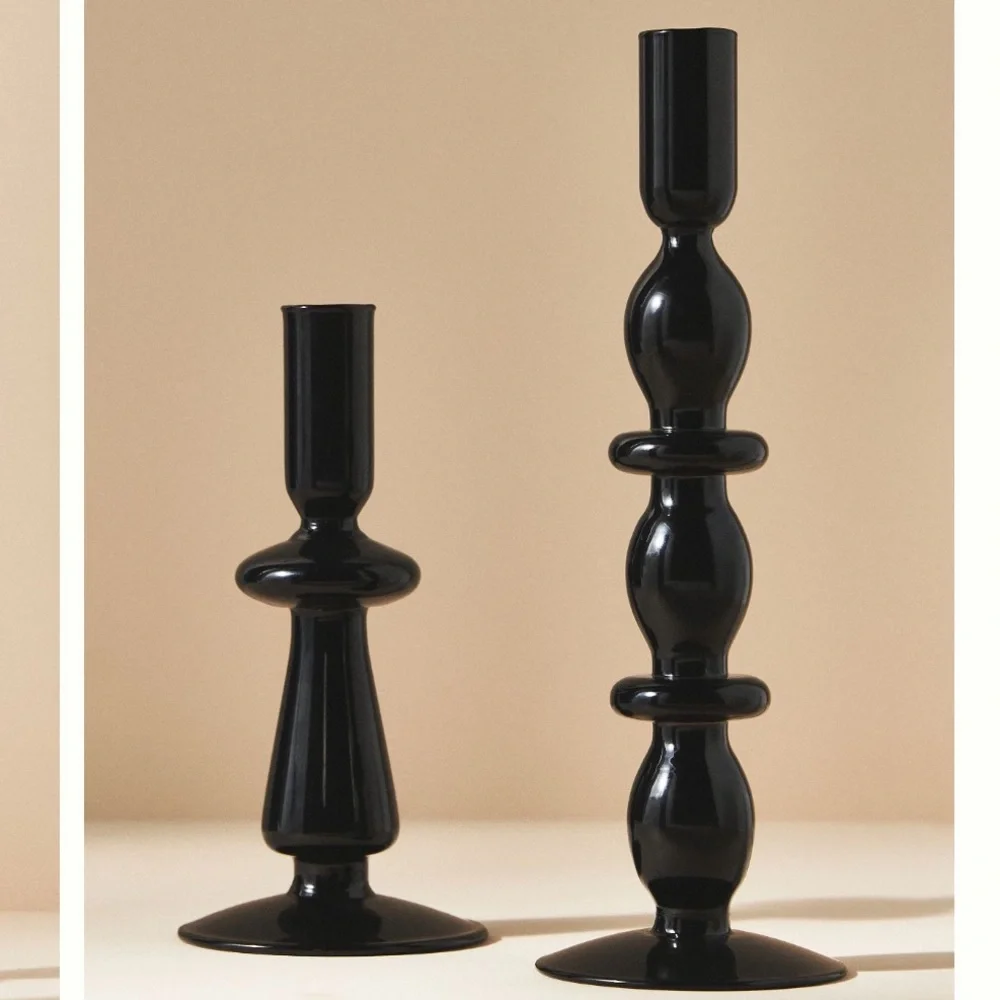 Black Delaney short candle holder - Picture 2 of 2